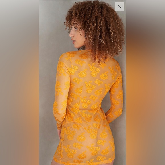 Savage x Fenty Strap Up Long-Sleeve Lace Slip Yellow Amber (Size M) - Picture 2 of 13
